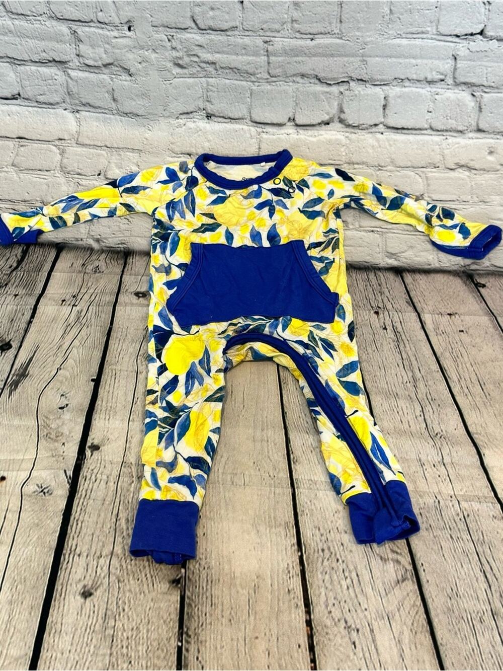 &Me Bamboo Floral Lemon Crescent Zippie Bamboo Outfit